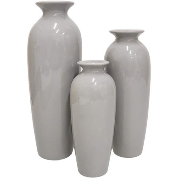 Set of 3 Grey Ceramic Vases. Ideal Gift for Wedding or Special Occasions - Picture 2 of 6